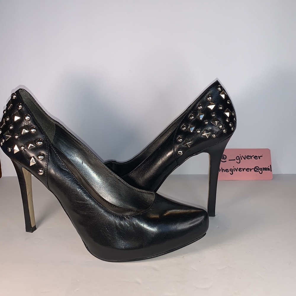 Marc Fisher 8m Studded Heel Leather Pump